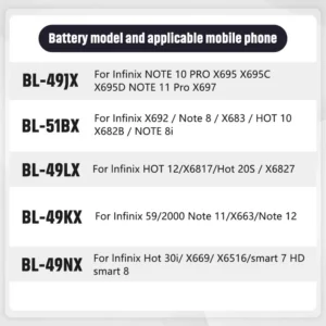 Infinix Note Hot 12 X692 X669 8 8I 10 11 20S 59 30I Pro Smart 7 8 X6817 Battery Replacement - Image 3