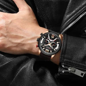 CURREN Men's Casual Sports Chronograph Military Leather Watch - Image 6