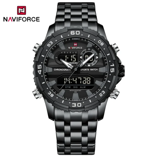NAVIFORCE NF9234 Black Gold Men Wrist Watches Sport Waterproof Stainless Steel Strap