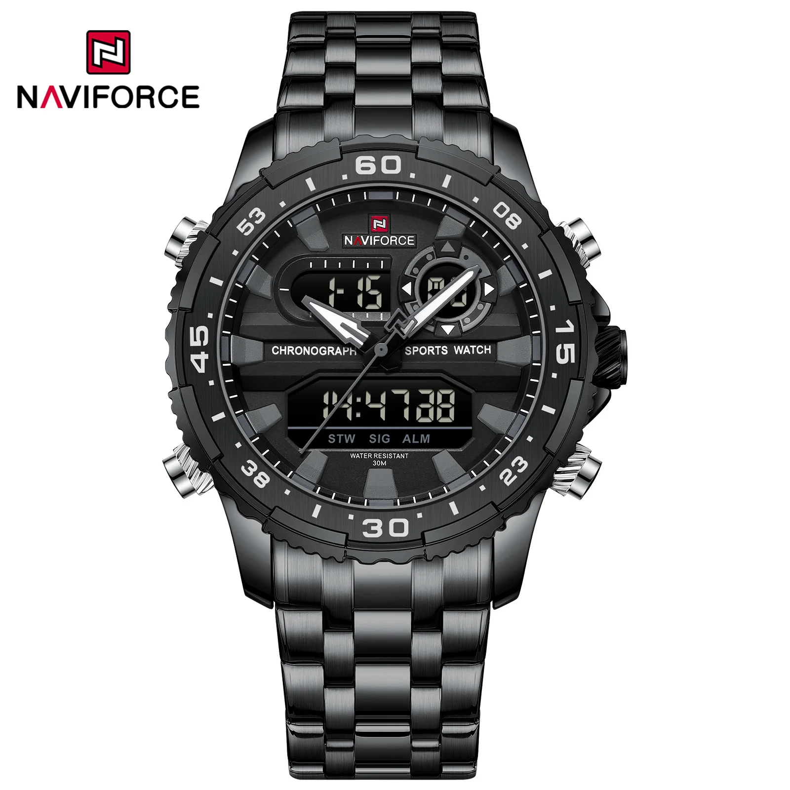 NAVIFORCE NF9234 Black Gold Men Wrist Watches Sport Waterproof Stainless Steel Strap - Image 16