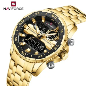 NAVIFORCE NF9234 Black Gold Men Wrist Watches Sport Waterproof Stainless Steel Strap - Image 2