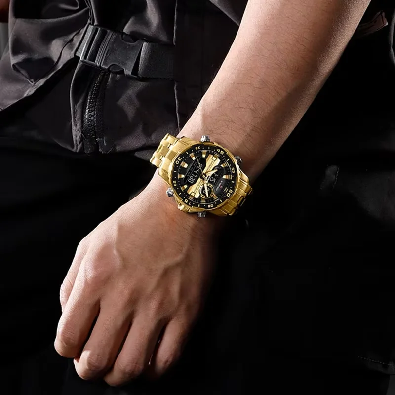 NAVIFORCE NF9234 Black Gold Men Wrist Watches Sport Waterproof Stainless Steel Strap - Image 4