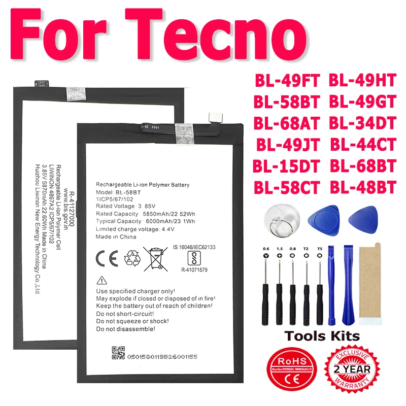 Tecno Camon Spark Pova Phantom Neo POP 16 2 4 5 6 7 7T 8 9 12 15 16 17 18P CE9 CG6 KF6 LC7 LC8 CG8 BL-15DT Pro - Image 8