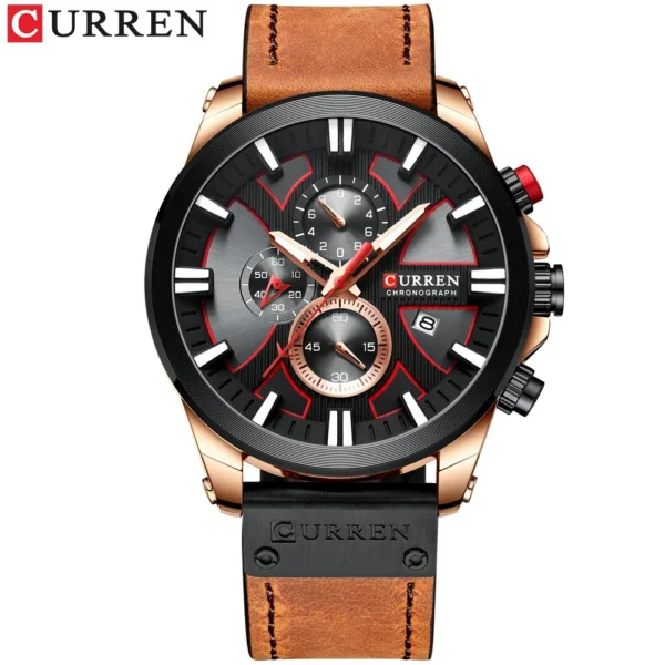 CURREN Men'S Chronograph Watch Quartz Movement Luminous Hands Casual Sport Waterproof Watch