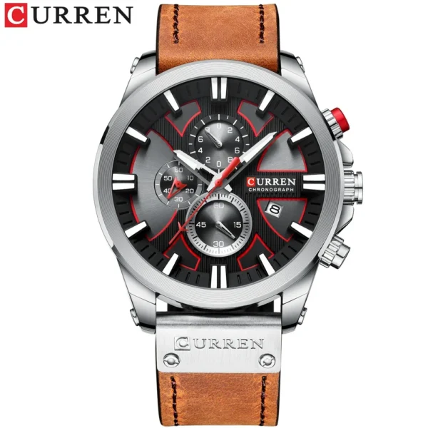 CURREN Men'S Chronograph Watch Quartz Movement Luminous Hands Casual Sport Waterproof Watch