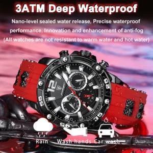 POEDAGAR Silicone Strap Sport Men'S Watch Luxury Stopwatch Waterproof Military Wristwatches - Image 4