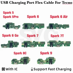 Tecno Spark 7 6 Air Go USB Charging Dock Board Port Connector Flex Cable for Spark 8 8C 8P 9 9T 10C KE5 KG5K