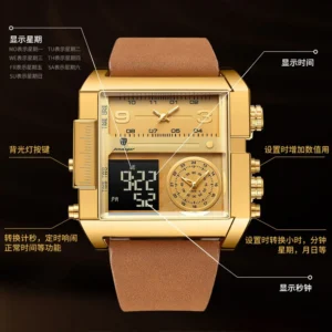 Luxury Man Wristwatch Rectangle Waterproof Luminous Day Week Men Watch Digital Multifunction Men'S Watches Quartz - Image 7