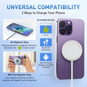 Universal 15W Wireless Charger Qi Fast Charging Receiver Pad Magnetic for Iphone Xiaomi Huawei Phones - Image 4