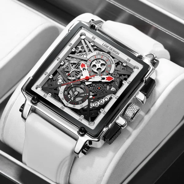LIGE Luxury Men Watch Business Square Watch Chronograph