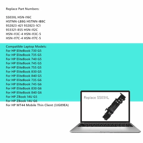 Hp Elitebook 730 735 740 745 755 830 840 G5 HSTNN-LB8G HSTNN-IB8C HSN-I12C HSN-I13C HSN-I16C
