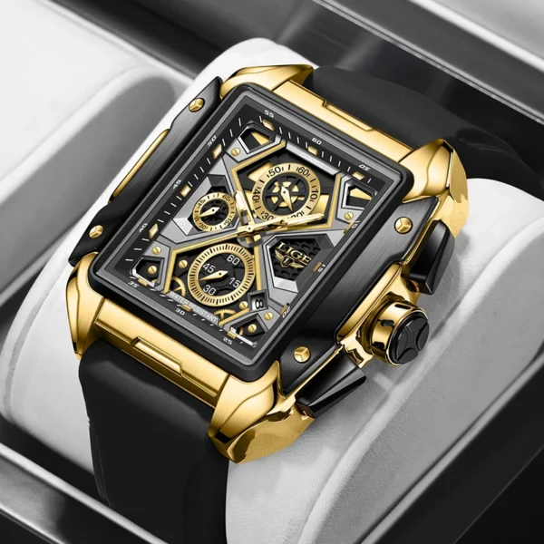 LIGE Luxury Men Watch Business Square Watch Chronograph