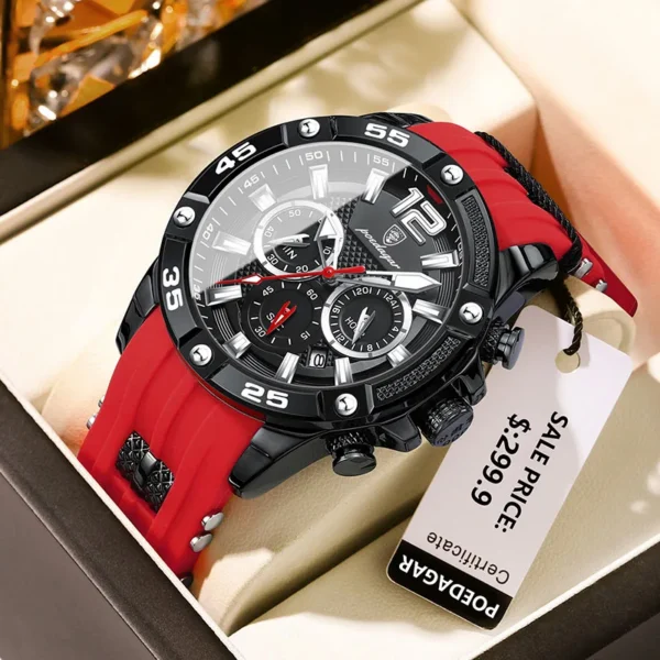 POEDAGAR Silicone Strap Sport Men'S Watch Luxury Stopwatch Waterproof Military Wristwatches
