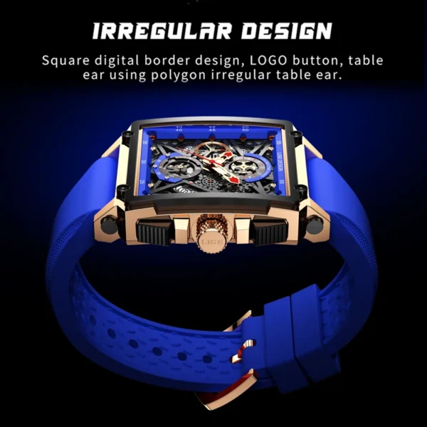 LIGE Luxury Men Watch Business Square Watch Chronograph