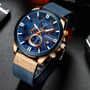 CURREN Men'S Chronograph Watch Quartz Movement Luminous Hands Casual Sport Waterproof Watch - Image 2