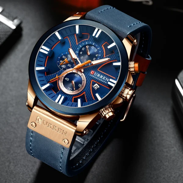CURREN Men'S Chronograph Watch Quartz Movement Luminous Hands Casual Sport Waterproof Watch