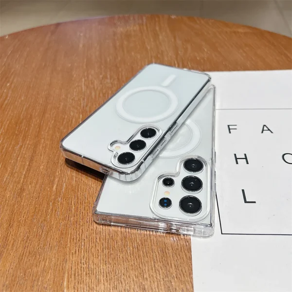 Samsung Galaxy S25 S24 S23 Ultra S22 plus S21 FE A16 A15 A35 A55 Clear Acrylic Slim Cover Magsafe Magnetic Charge Phone Case