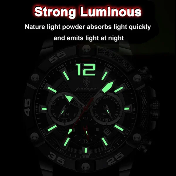 POEDAGAR Silicone Strap Sport Men'S Watch Luxury Stopwatch Waterproof Military Wristwatches