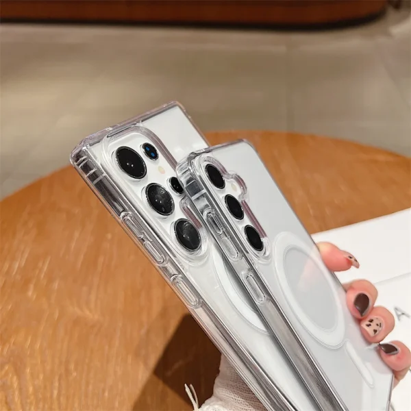 Samsung Galaxy S25 S24 S23 Ultra S22 plus S21 FE A16 A15 A35 A55 Clear Acrylic Slim Cover Magsafe Magnetic Charge Phone Case