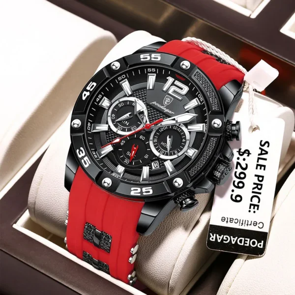 POEDAGAR Silicone Strap Sport Men'S Watch Luxury Stopwatch Waterproof Military Wristwatches