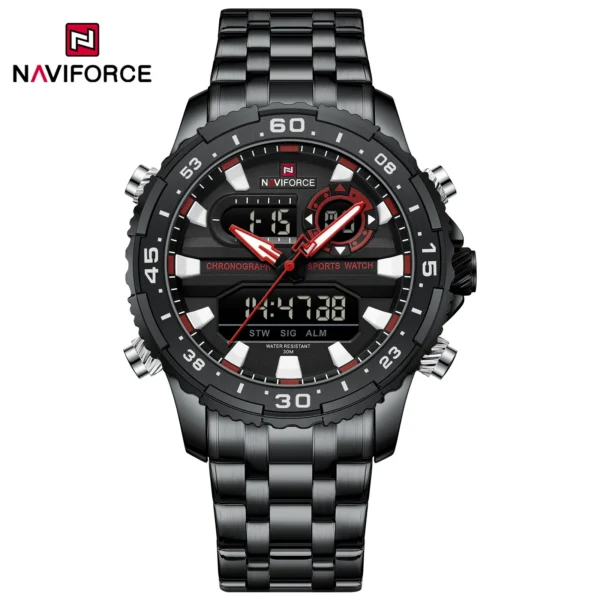 NAVIFORCE NF9234 Black Gold Men Wrist Watches Sport Waterproof Stainless Steel Strap