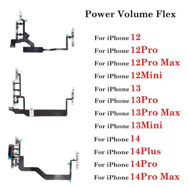 Iphone 12 13 14 plus Pro Max Mini Power on off Volume up down Switch Side Button Flex Cable