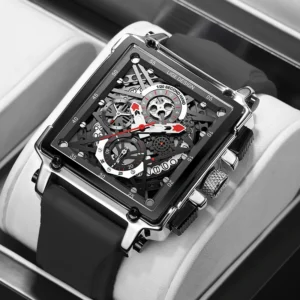 LIGE Luxury Men Watch Business Square Watch Chronograph - Image 24