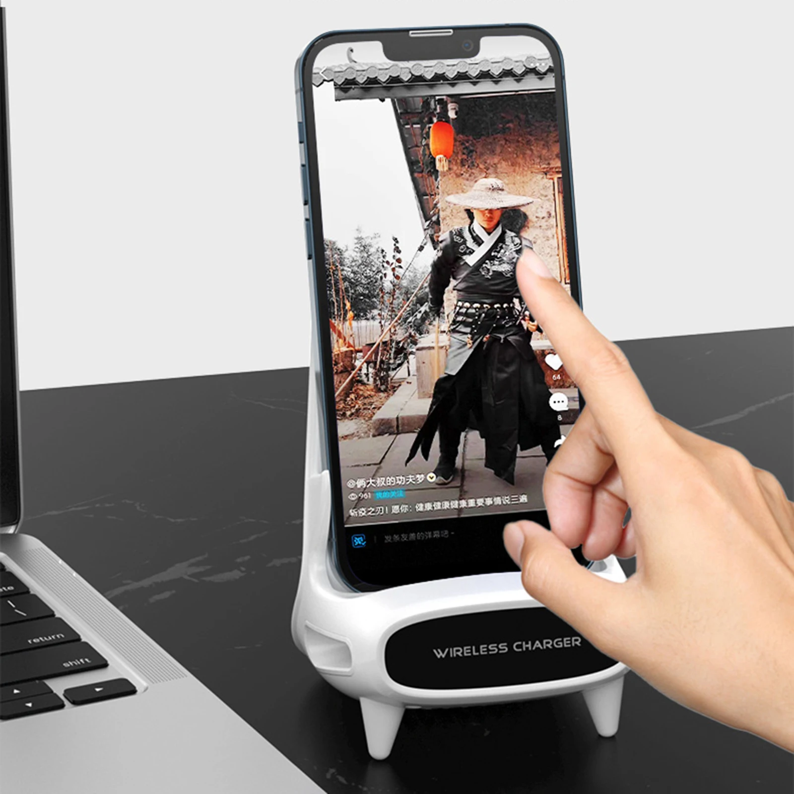 15W Wireless Charging Stand Holder Magnetic Charger with Speaker - Image 5