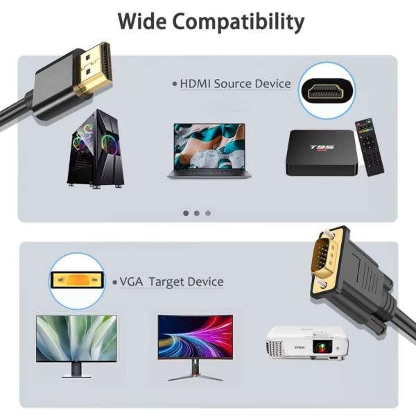 HDMI to VGA Support Computer Monitor Projector Laptop PC Xbox