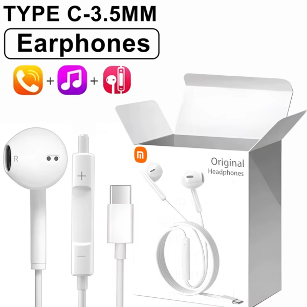 Wired Headphone Type C Earphone For Redmi Poco Huawei Samsung Earbuds Headset