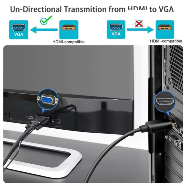 HDMI to VGA Support Computer Monitor Projector Laptop PC Xbox
