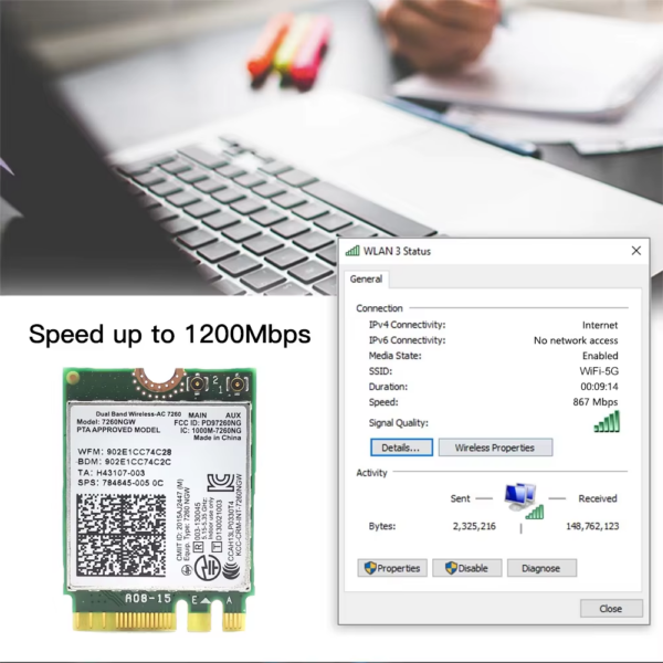 Wireless Network Card Wifi Dongle 802.11AC Dual Band 2.4G 5G