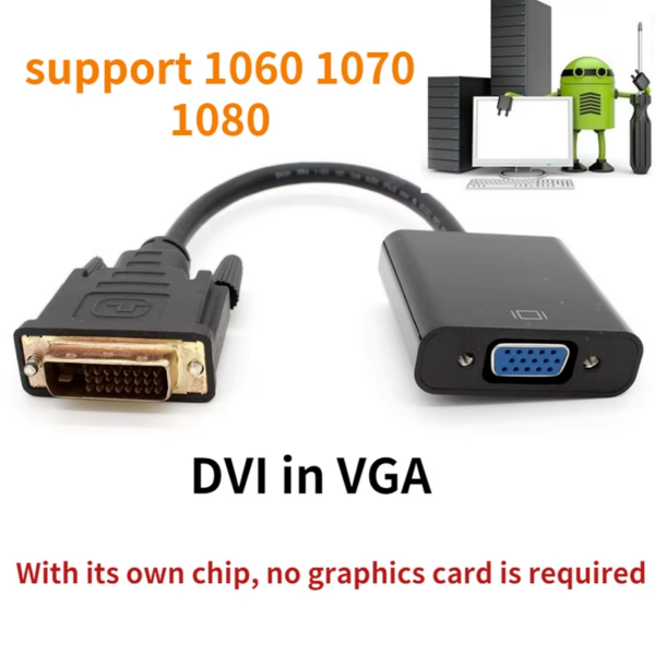 Full HD 1080P DVI-D DVI to VGA Adapter Video Cable Converter