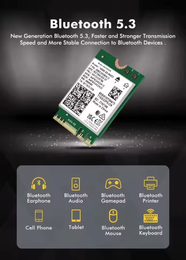 Wifi 6E AX210 Wireless Card Tri-Band 2.4Ghz/5Ghz/6Ghz 802.11Ax High-Speed