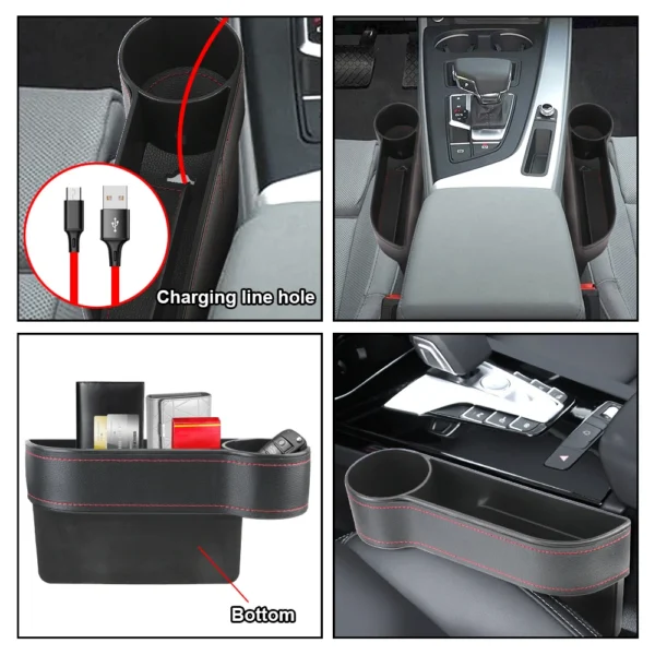 PU Leather Car Seat Gap Storage Box Universal Seat Gap Slit Box