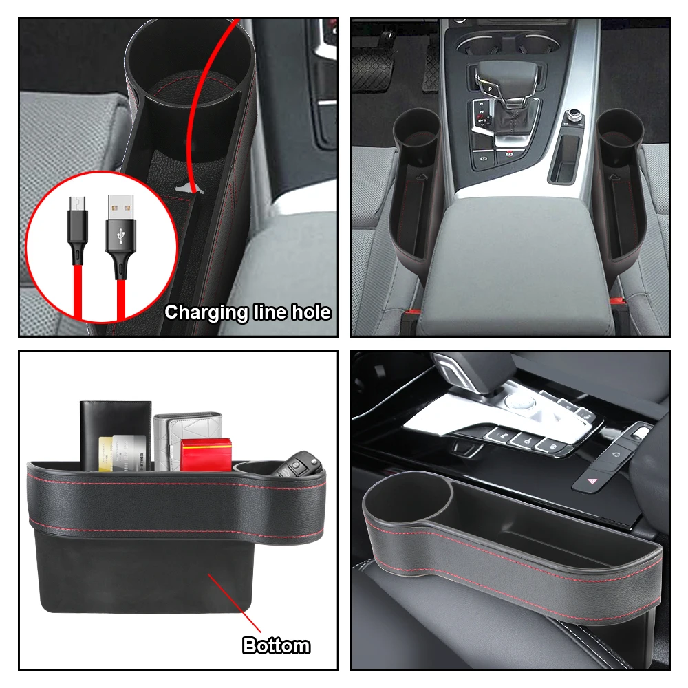 PU Leather Car Seat Gap Storage Box Universal Seat Gap Slit Box - Image 4