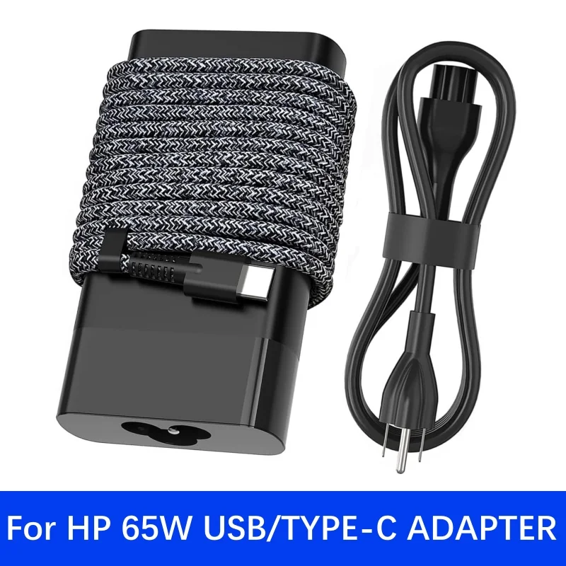 Slim HP 65W USB C Charger，For HP Elitebook Chromebook Spectre Probook Envy - Image 1