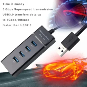 USB 3.0 HUB High Speed LED 1 to 4 Port Cable Splitter USB Data - Image 4