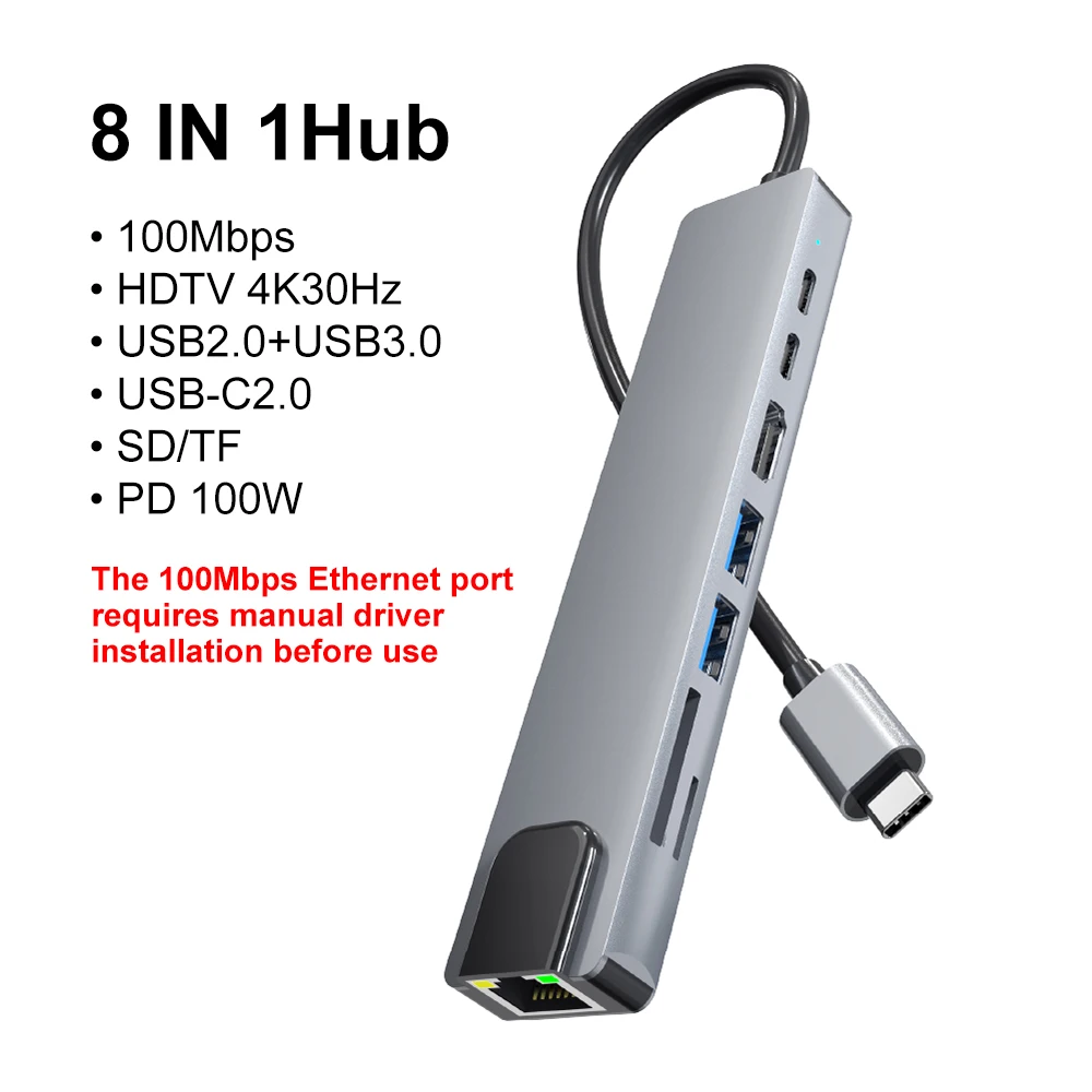 8 in 1 USB C Hub  Multi-Port Docking Station PD Ports, for Macbook Laptop - Image 8