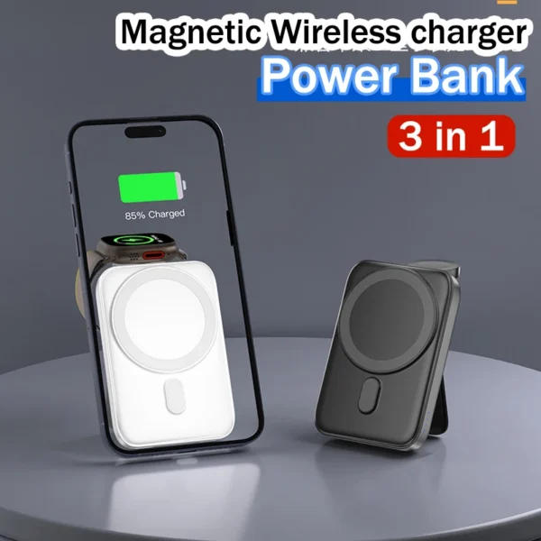 3 in 1 Wireless Portable Charger Power Bank 5000Mah Fast Charging
