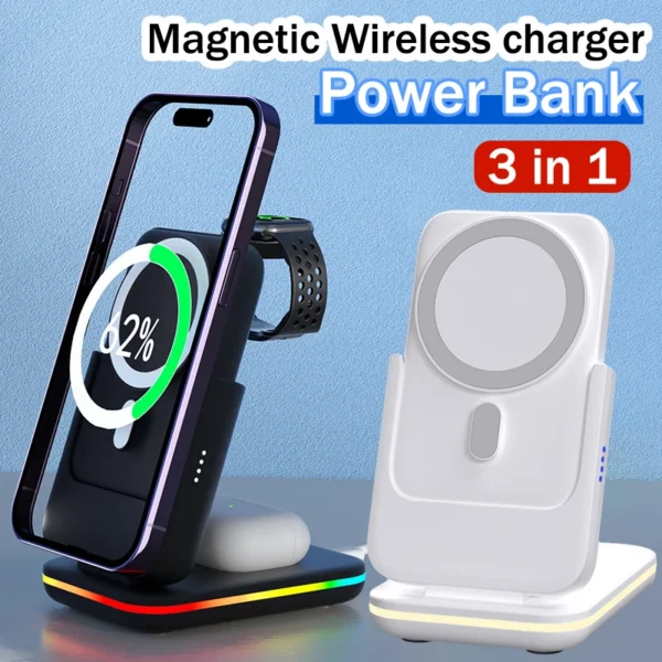 3 in 1 Wireless Portable Charger Power Bank 5000Mah Fast Charging