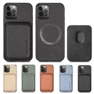 2 in 1 Carbon Fiber Magnetic Wallet & Macsafe Case for Iphone