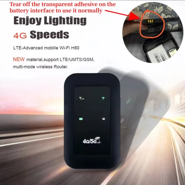 4G LTE Router Wifi Repeater Mifi Modem SIM Card Slot Usb/2100Mah