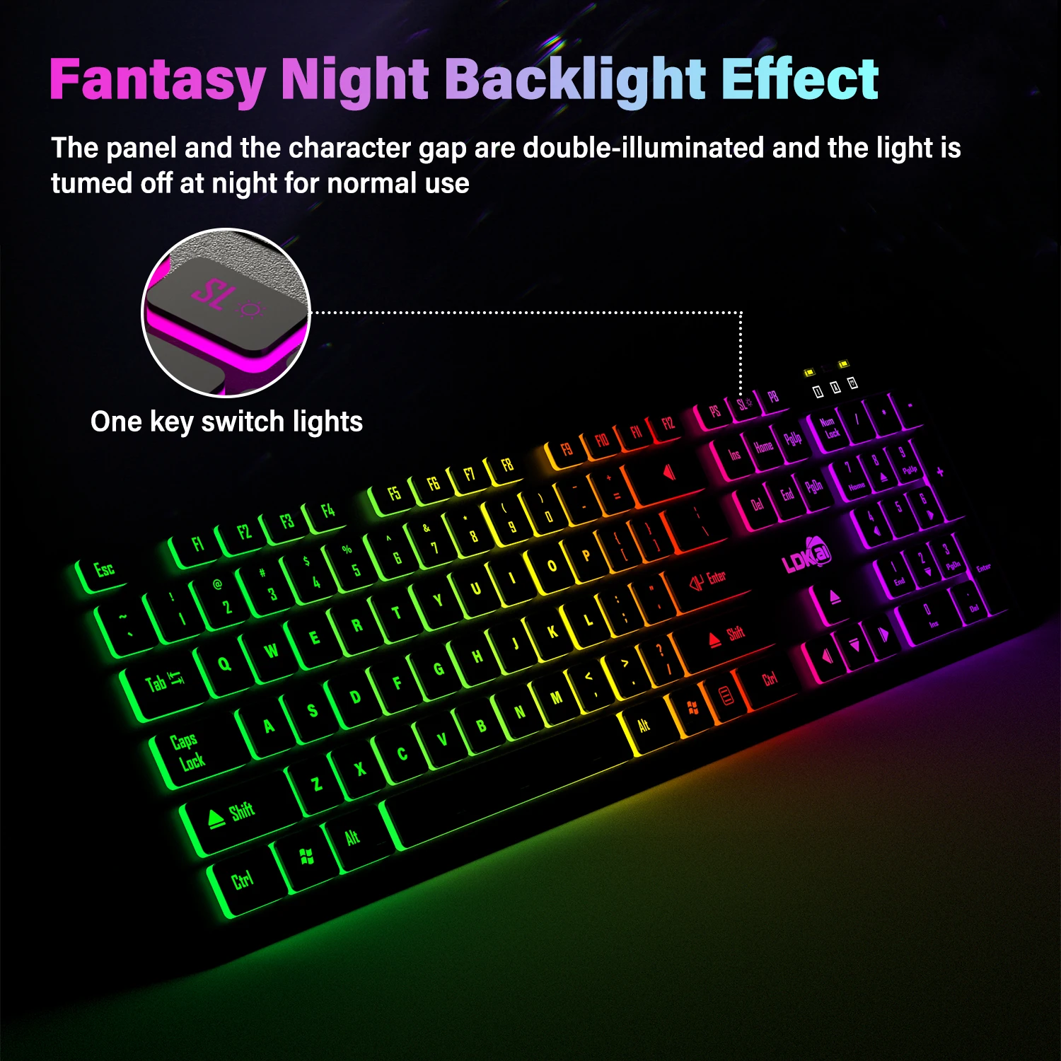 Computer Gaming Keyboard Light Backlit RGB Mute Wired Keyboard - Image 4