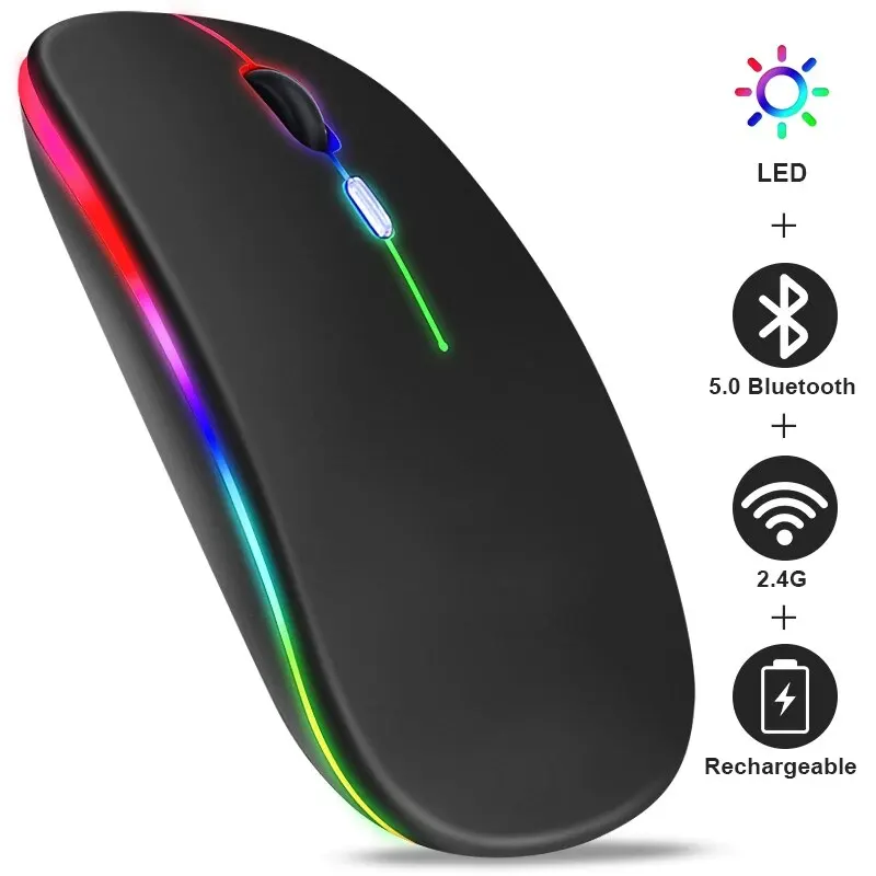 Wireless Mouse RGB Rechargeable Bluetooth Mice Wireless Computer Mause LED Backlit Ergonomic Gaming Mouse for Laptop PC 3600DPI - Image 1