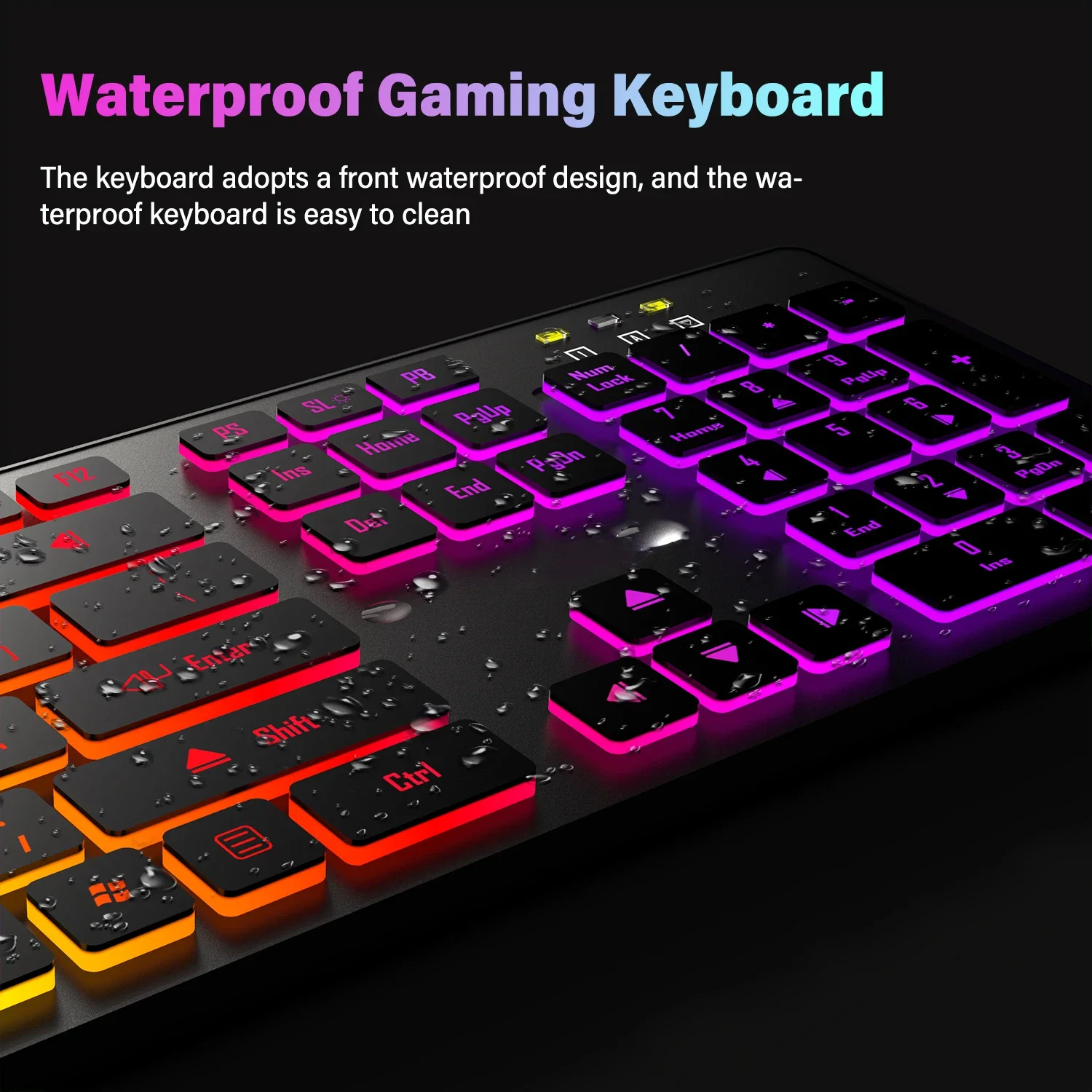 Computer Gaming Keyboard Light Backlit RGB Mute Wired Keyboard - Image 2