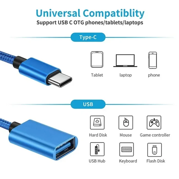 Type-C OTG Cable Adapter USB to Type C Adapter Connector