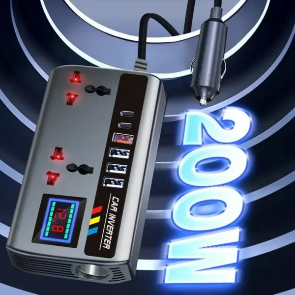 Car Adapter DC 12V/24V to AC 220V 200W Car Phone Charger Power Adapter 9 in 1