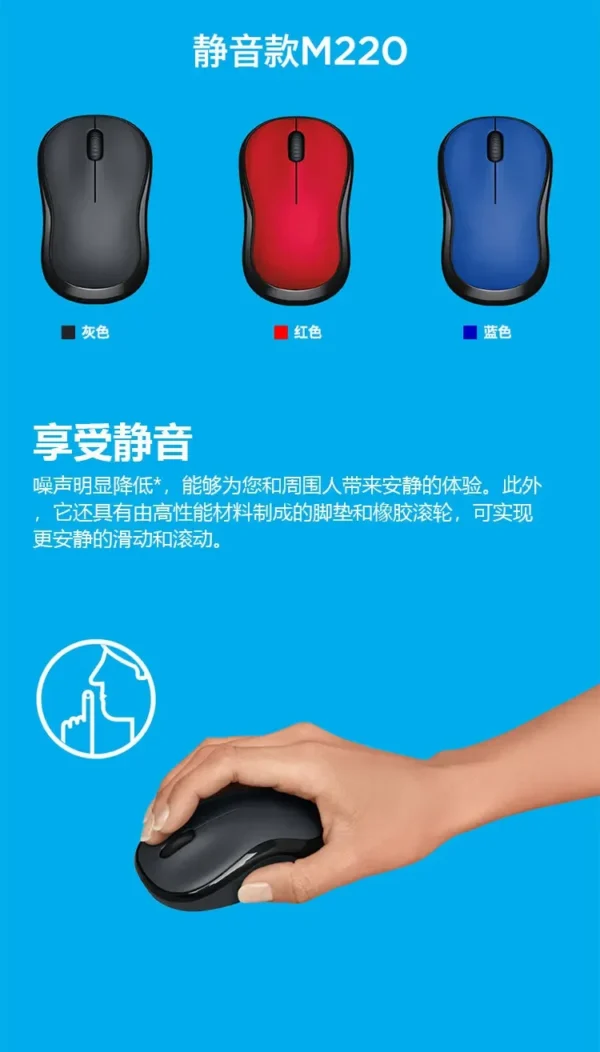 M220 Wireless Mouse 2.4Ghz USB Optical Mice Receiver