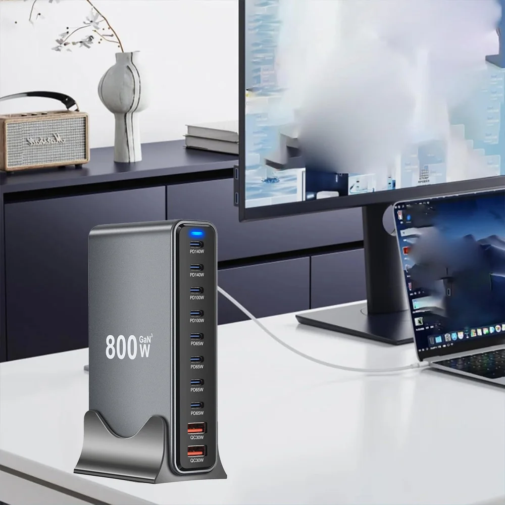 800W Gan 10 Ports Fast Charging Station Adapters USB C PD3.1 Desktop Charger - Image 6